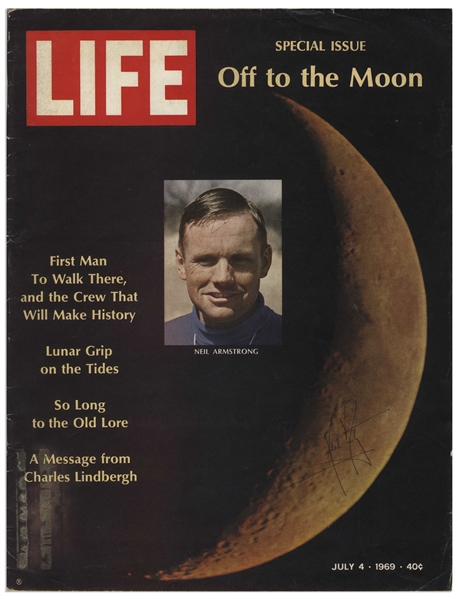 Neil Armstrong Signed ''Life'' Magazine From 1969 -- Uninscribed -- With Steve Zarelli COA